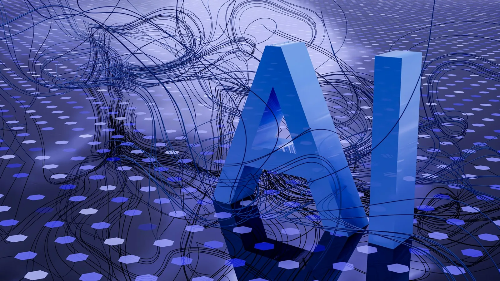 Visualization abstraite d'intelligence artificielle et de réseaux cloud, illustrant la convergence entre IA et infrastructure cloud en 2026